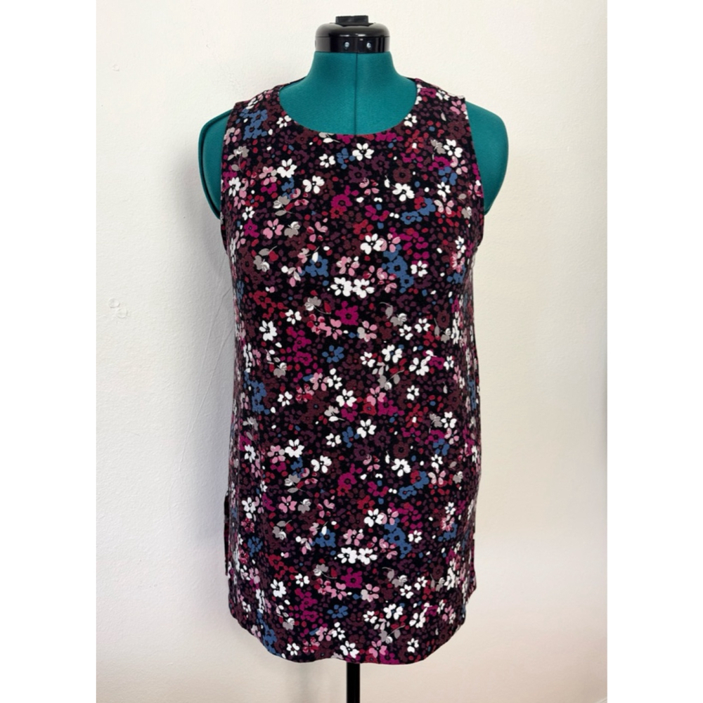J Jill Women’s Floral Tank Top Medium Multicolor Sleeveless Jersey Knit Casual